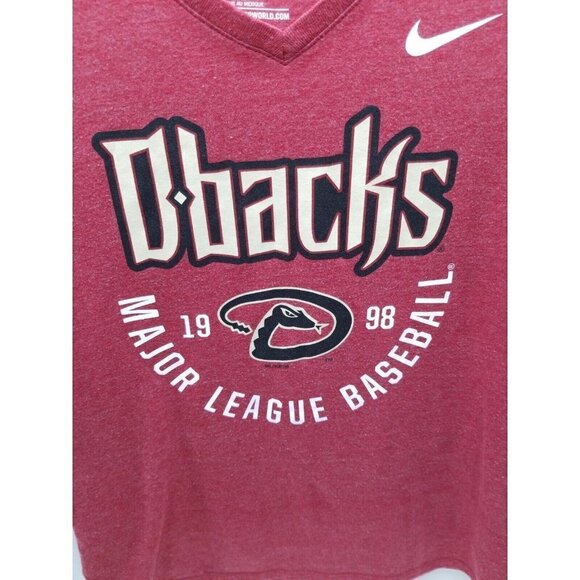 NIKE Arizona Diamondbacks Tshirt Women's Small Maroon MLB v-neck Athletic Cut - Picture 3 of 4